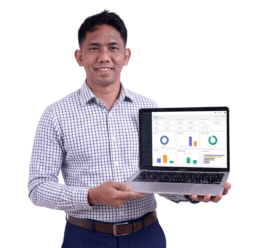 A barangay official presenting the All Barangay Smart System dashboard